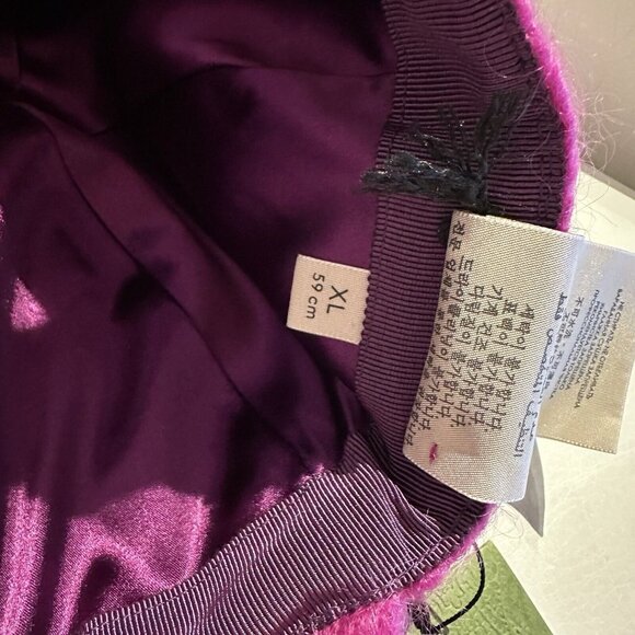 New Authentic Gucci GG Logo Mohair Pink Fuxia Baseball Hat Size XL - Picture 8 of 9